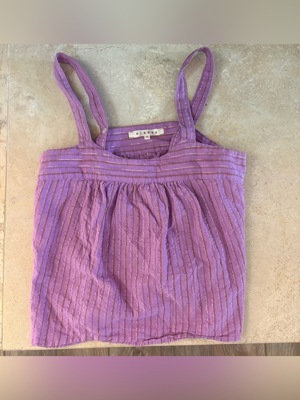 XiRENA Zoe Top Lavender Gold Linen Cotton Sleeveless Cropped size XS